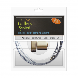 Brass Picture Rail Hooks with wire cables pack of 5 – no adjustable hangers included