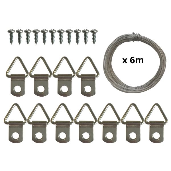 25/100pc Triangle D-Ring Picture Photo Oil Painting Frame Wall Hook Hanger  screw