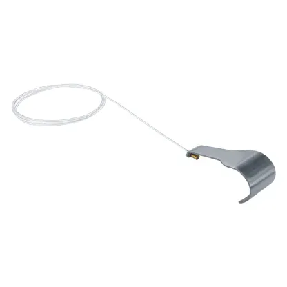 Stainless steel hanger with clear line dropper - looking back shot