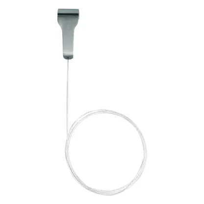 stainless steel hanger with clear line dropper upright curled cord shot