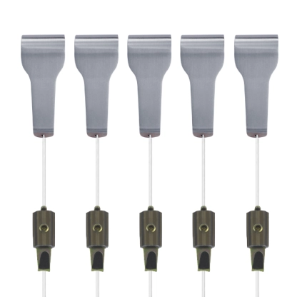 5 stainless steel picture rail hangers with clear line cords and mini hooks