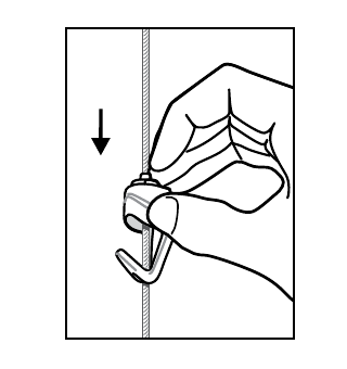 Gallery Systems diagram showing a Push Button Hook being adjusted on its hanger