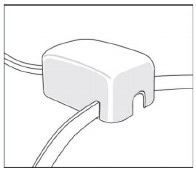 Manufacturer diagram of the Gallery Lighting junction box with cables leaving through its cover slots