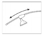 Manufacturer diagram showing the lamp socket sliding along the curved lighting wand to change its aim