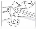 Manufacturer diagram showing a Gallery Lighting wand being lowered squarely onto the track and locked with its lever